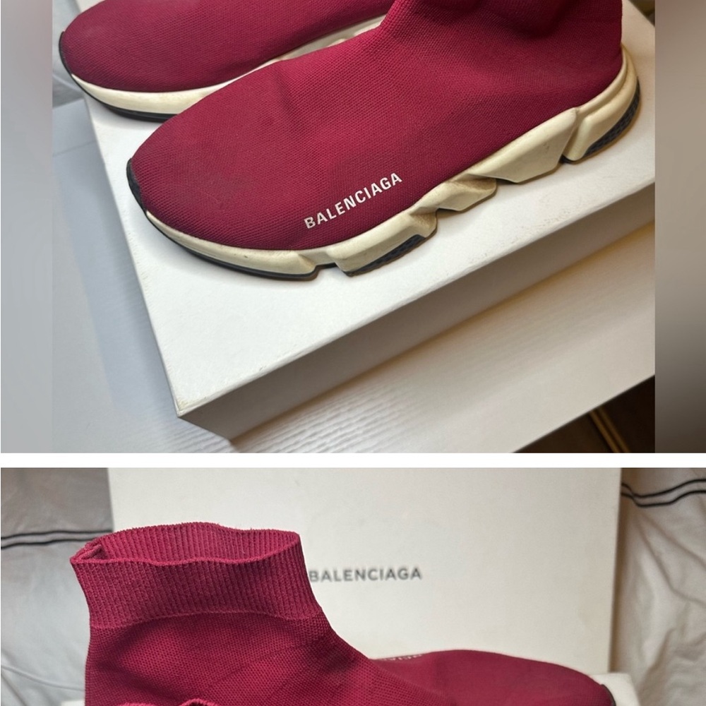 Balenciaga High Top Sock Sneaker Slip-on - Red - Women’s Size 41 EU/IT - Picture 7 of 11
